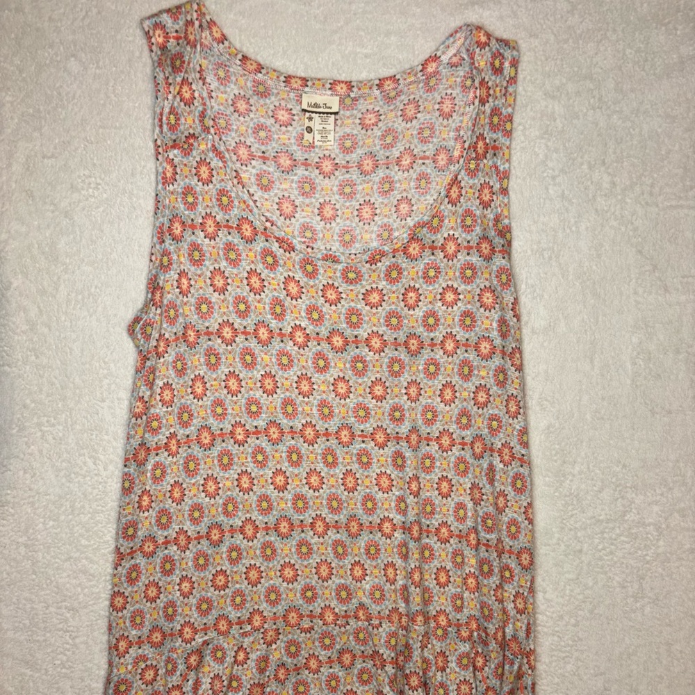 Matilda Jane Coral and Yellow Floral Scoop Tank